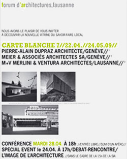 Carte Blanche 7 au forum d’architecture in Lausanne