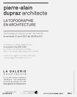 Conference and Exhibition “la Topographie en Architecture” in La Galerie d’Architecture of Paris