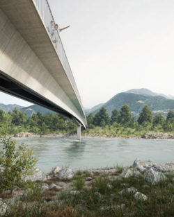 1. Platz (1. Auszeichnung) beim interdisziplinären Wettbewerb für die Fußgängerbrücke „Passerelle de la Charbonnière” in Collombey-Muraz (VS)